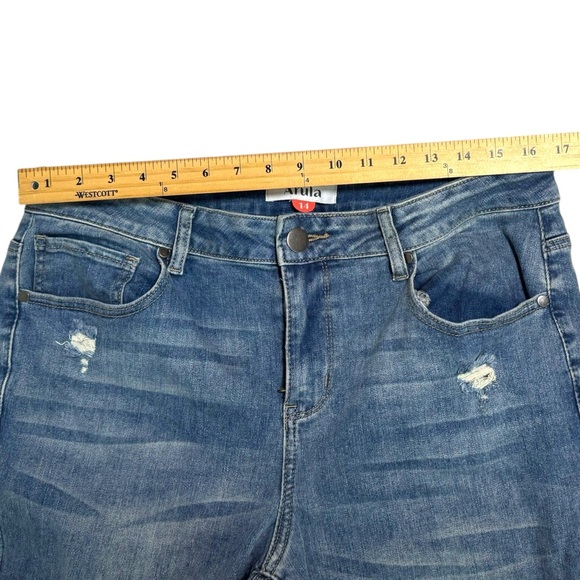 ARULA Blue Distressed Flare Jeans - Picture 3 of 6